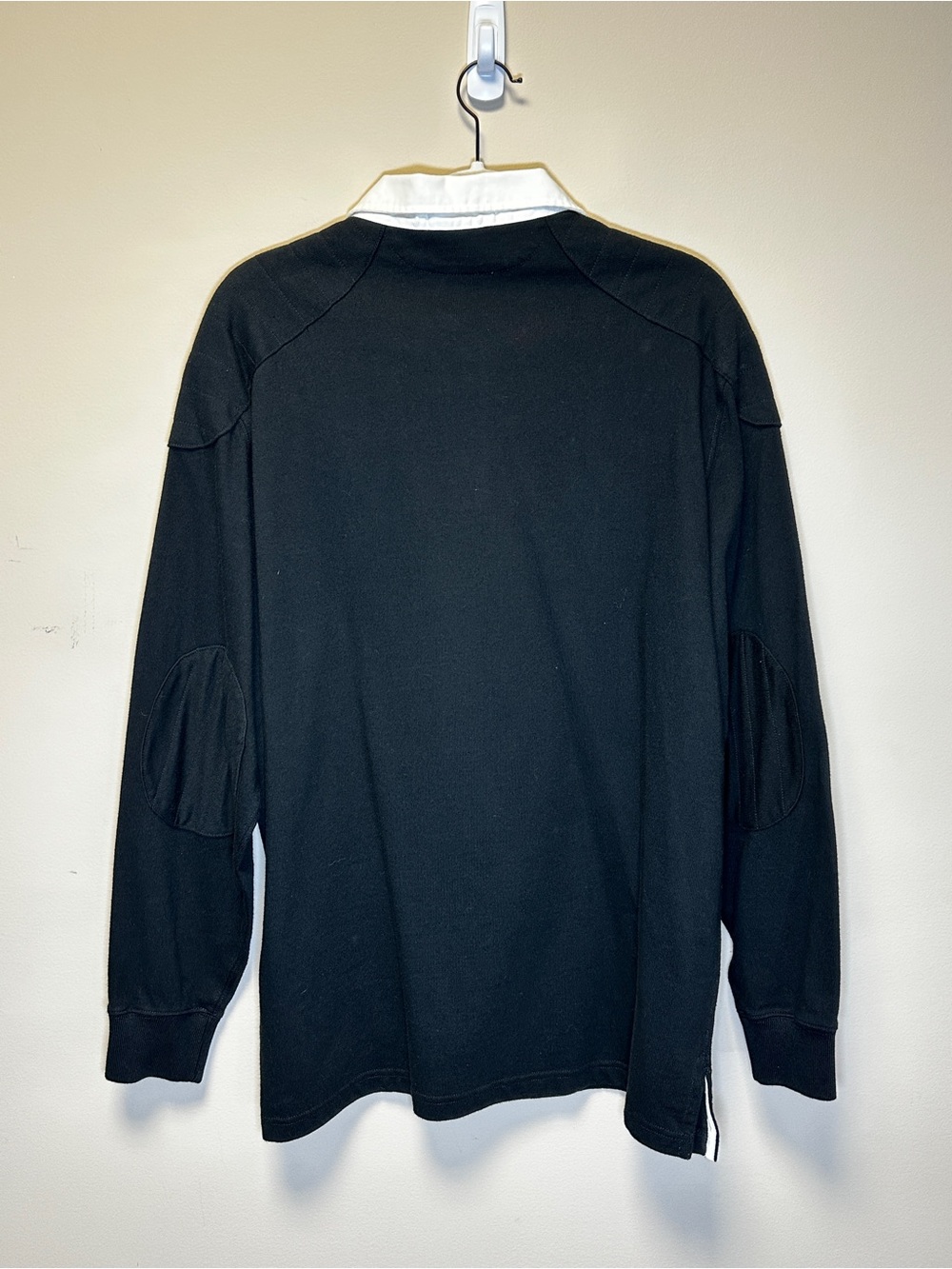 Vintage Polo Ralph Lauren Rugby Shirt Men’s M Black Red Pony Elbow Patches - Picture 4 of 10